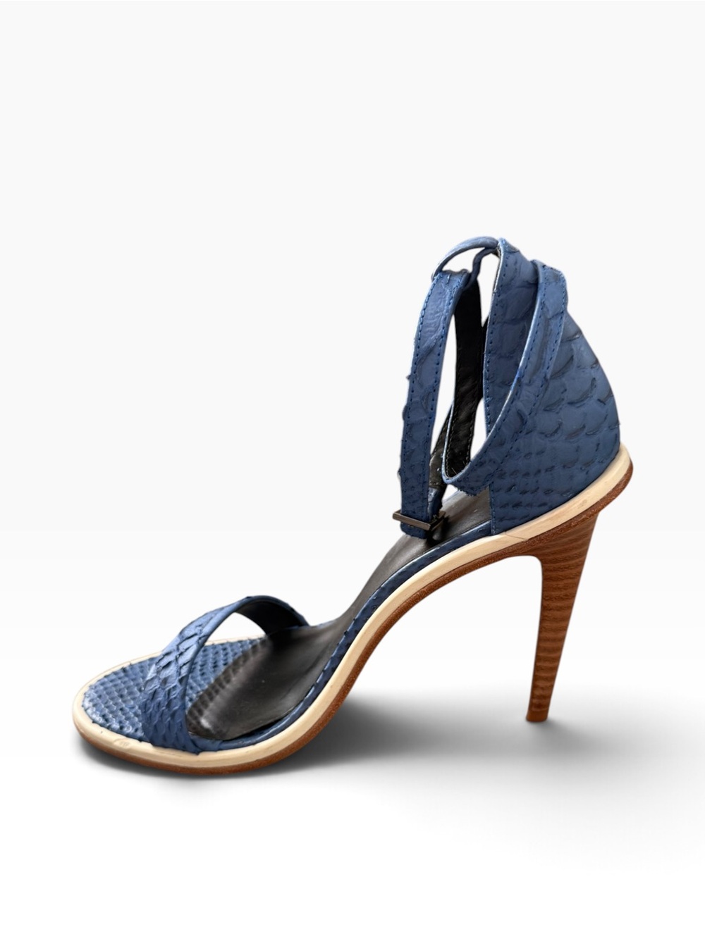 Tibi Blue Textured High-Heel Ankle Strap Sandal